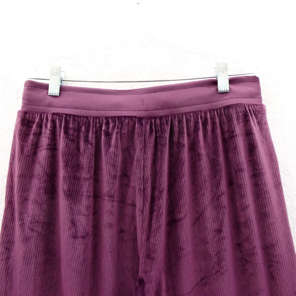 Victorias Secret Large Velour Ribbed Wide Leg Lounge Pant Streetwear Plum Purple
